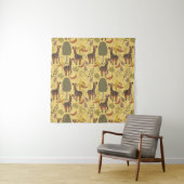 Giraffe nahtloses Muster, gelber Hintergrund Wandteppich (Beispiel)