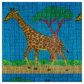 Giraffe - Natürliches Leinengewebe Stoff (Nahaufnahme)