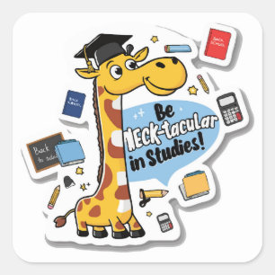 Giraffe "Neck-tacular" Pun Die-Cut Motivierend Quadratischer Aufkleber