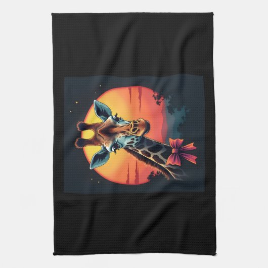 Giraffe Neck wie ein Rollercoaster Run Funny Retro Geschirrtuch (Vertikal)