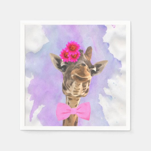 Giraffe niedliche Dschungeltierfarbe Serviette (Vorderseite)