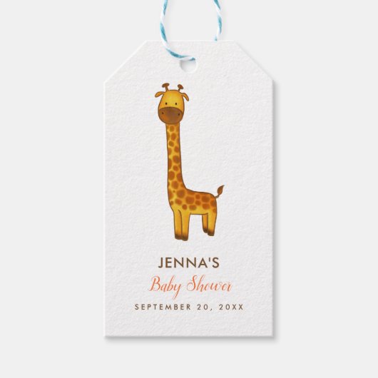 Giraffe Niedliche Minimalistische Babydusche Geschenkanhänger (Vorderseite)
