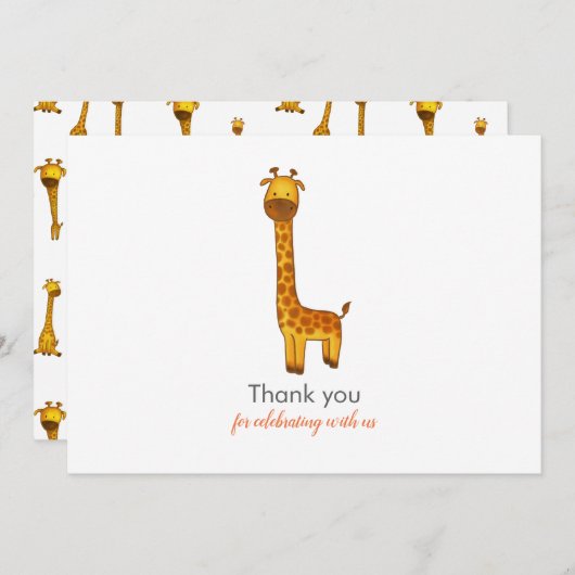 Giraffe Niedliche Minimalistische Babydusche Viele Dankeskarte (Vorne/Hinten)