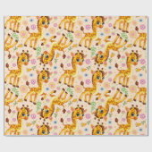 Giraffe niedlicher Cartoon Geschenkpapier (Flach)