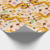 Giraffe niedlicher Cartoon Geschenkpapier (Ecke)