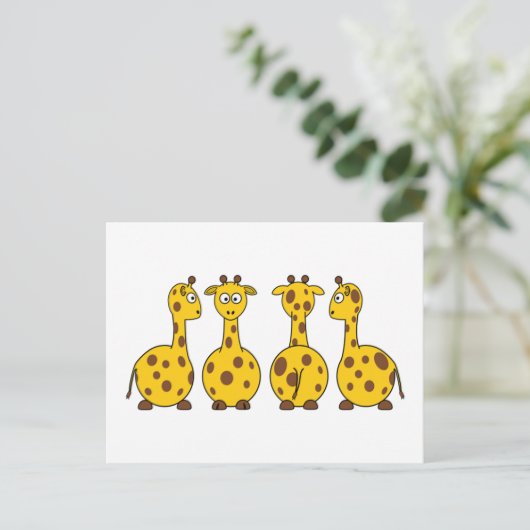 Giraffe Niedlicher Cartoon Postkarte (Stehend Vorderseite)
