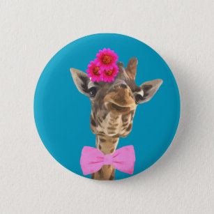 Giraffe niedliches und lustiges Dschungeltier Button