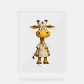 Giraffe Nurse Cartoon - Herausgeber der Whimsikale Acrylschild (Vorderseite)