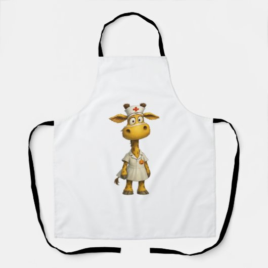 Giraffe Nurse Cartoon - Herausgeber der Whimsikale Schürze (Vorderseite)