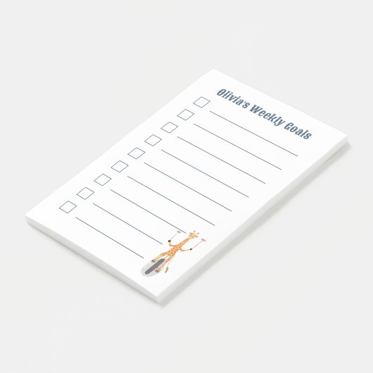 Giraffe on a Unicycle Kid Goals Notes Post-it Klebezettel (angewinkelt)