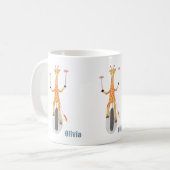 Giraffe on a Unicycle Kid Mug with Name Kaffeetasse (Vorderseite Links)