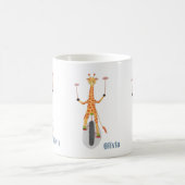 Giraffe on a Unicycle Kid Mug with Name Kaffeetasse (Mittel)