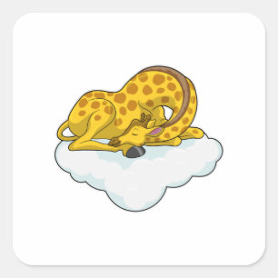 Giraffe on Clouds Quadratischer Aufkleber