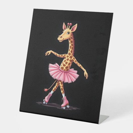Giraffe On Roller Skates In Pink Tutu Tank Top Sockelschild (Vorderseite)