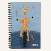 Giraffe on Unicycle Kid Blue Spiral Notebook Notizblock (Vorderseite)