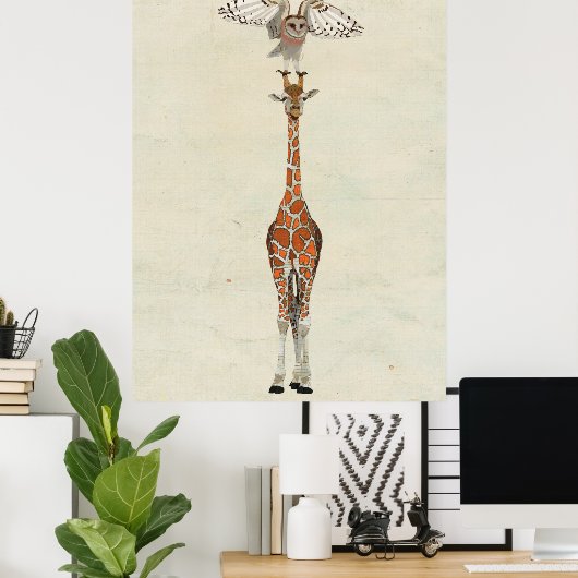 GIRAFFE & OWL Art Poster (Heimbüro)
