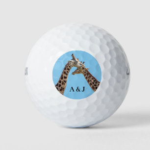 Giraffe-Paar-Monogramm-Foto Golfball