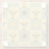 Giraffe Palm: Tropisch Checked Print Glasuntersetzer (Rückseite)