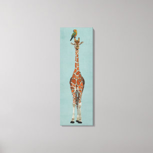 GIRAFFE & PAPAGEI LEINWANDDRUCK