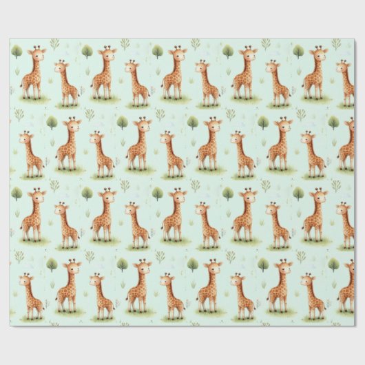 Giraffe Parade Baby Gift Wrap Geschenkpapier (Flach)