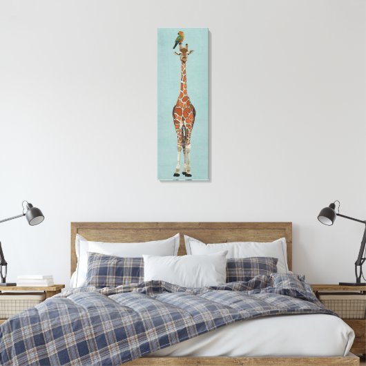 GIRAFFE & PARROT LEINWANDDRUCK (Insitu (Schlafzimmer))