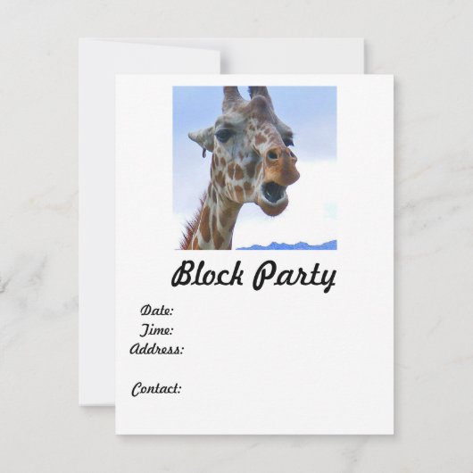 Giraffe-Party Einladung (Rückseite)