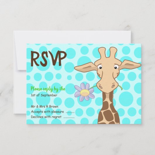 Giraffe Party RSVP-Karte RSVP Karte (Vorderseite)