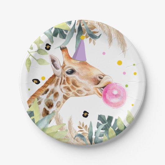 Giraffe Party Tiere Geburtstag Zoo Girl Safari Pappteller (Vorderseite)