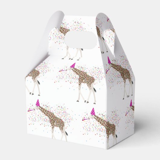 Giraffe Partying Safari Tiere mit einem Party Geschenkschachtel (Rückseite)