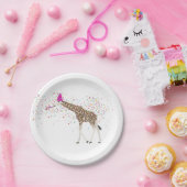 Giraffe Partying Safari Tiere mit einem Party Pappteller (Party)