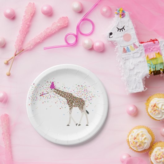 Giraffe Partying Safari Tiere mit einem Party Pappteller (Party)
