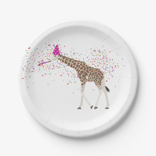 Giraffe Partying Safari Tiere mit einem Party Pappteller (Vorderseite)