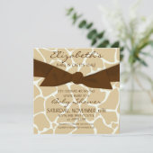 Giraffe Pattern Babydusche Einladung mit Braunschw (Stehend Vorderseite)