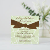 Giraffe Pattern Babydusche Einladung mit Braunschw (Stehend Vorderseite)