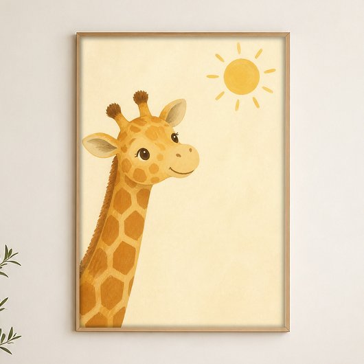 Giraffe Peek Wasserfarbe Whimsical Kunstposter Poster