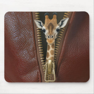 Giraffe Peeking von einem Zipper Mousepad