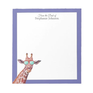 Giraffe Peri Purple Monogram Von meinem Schreibtis Notizblock