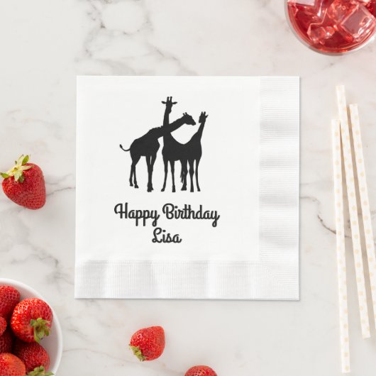 Giraffe Personalisiert Geburtstag Serviette (Beispiel)
