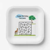Giraffe personalisierte Geburtstagsmaze Puzzle-Tel Pappteller (Vorderseite)