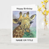 Giraffe personalisierte Kunst Geburtstagskarte Fre Karte (Gelbe Blume)