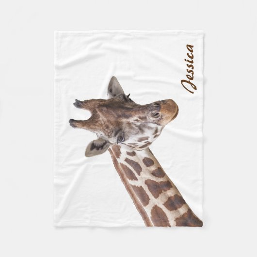 Giraffe Personalisierter Name des Tieres Fleecedecke (Vorderseite)