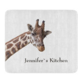 Giraffe Personalisierter Name des Tieres Schneidebrett (Vorderseite)