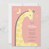 Giraffe Pink Background Baby Dusche Einladung (Vorderseite)