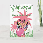 Giraffe Pink Blase Niedlich Funny Funny Karte (Vorderseite)