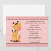 Giraffe, Pink Dots Kinderdusche Einladung (Vorne/Hinten)