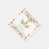 Giraffe Pink Floral Girl Babydusche Geburtstag Serviette (Ecke)