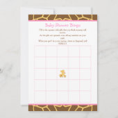 Giraffe Pink Girl Baby Shower Bingo Einladung (Vorderseite)