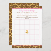 Giraffe Pink Girl Baby Shower Bingo Einladung (Vorne/Hinten)