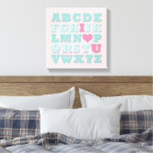 Giraffe Pink Mint Aqua Aquamarine Mauer Leinwand (Insitu (Schlafzimmer))