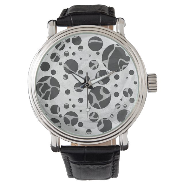 Giraffe Polka Dot Black and Light Gray Print Armbanduhr (Vorderseite)
